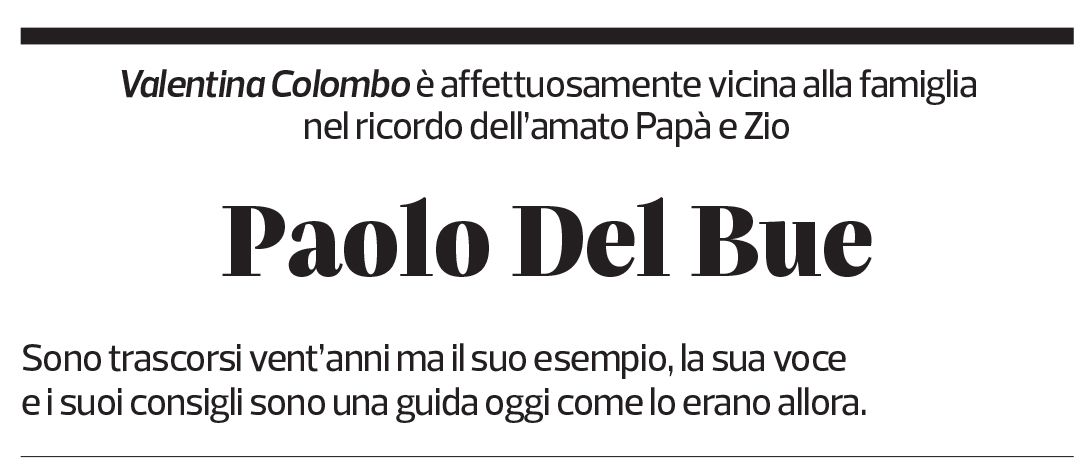 Annuncio funebre Paolo Del Bue