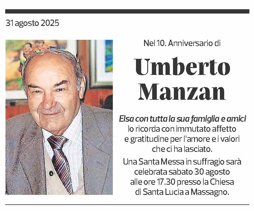 Annuncio funebre Umberto Manzan