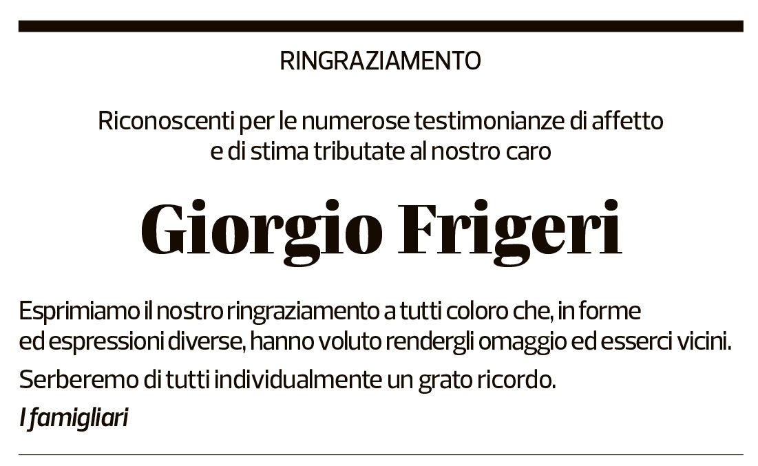 Annuncio funebre Giorgio Frigeri