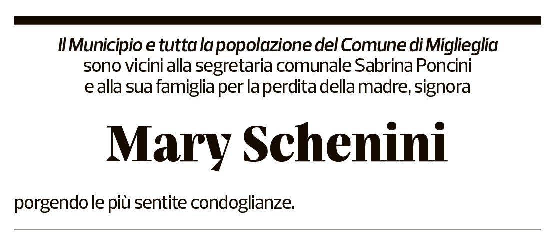 Annuncio funebre Mary Schenini