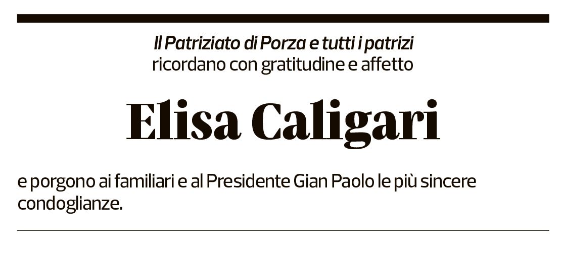 Annuncio funebre Elisa Caligari