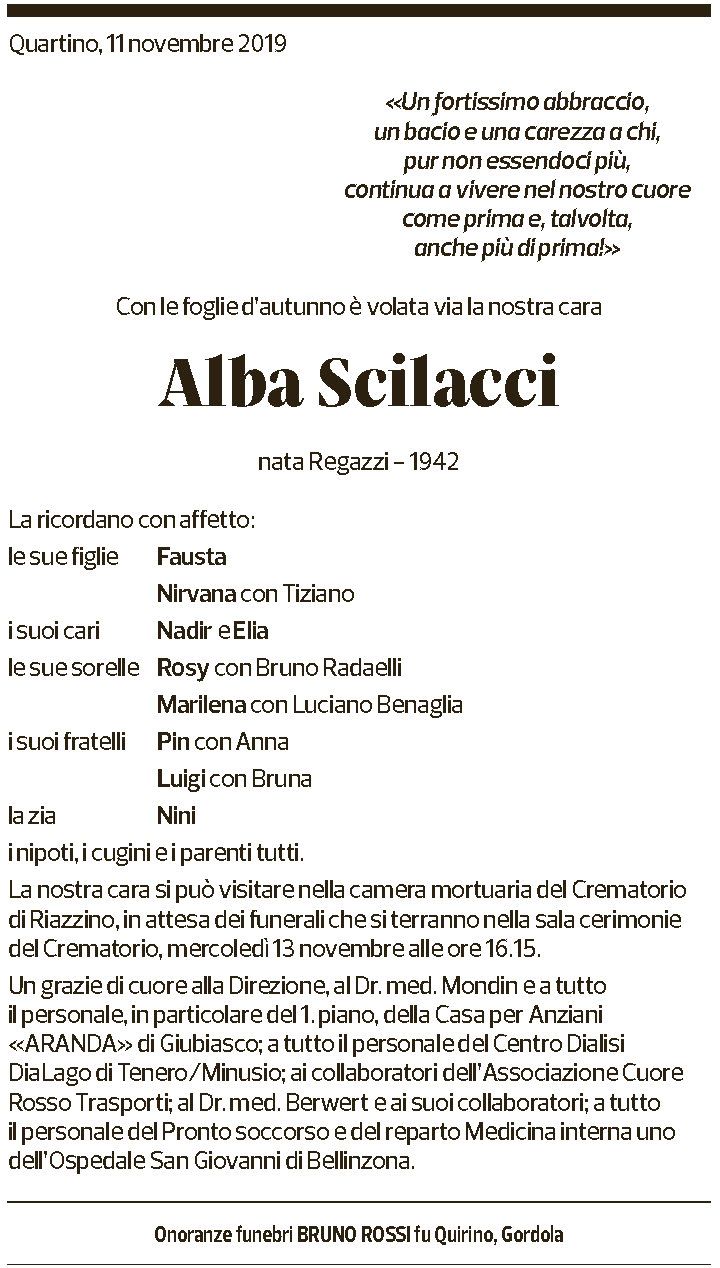Annuncio funebre Alba Scillaci