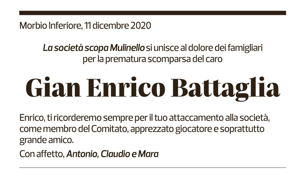 Annuncio funebre Gian Enrico Battaglia
