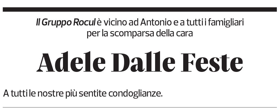 Annuncio funebre Adele Dalle Feste