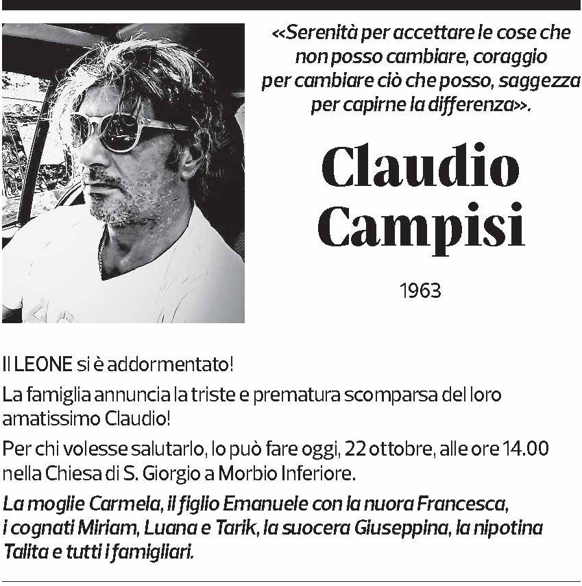 Annuncio funebre Claudio Campisi