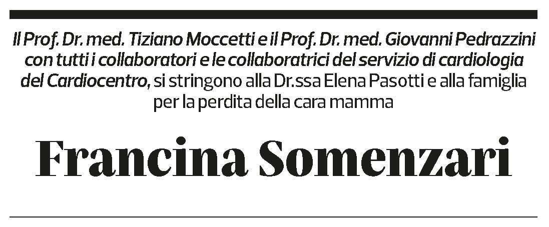 Annuncio funebre Francina Somenzari