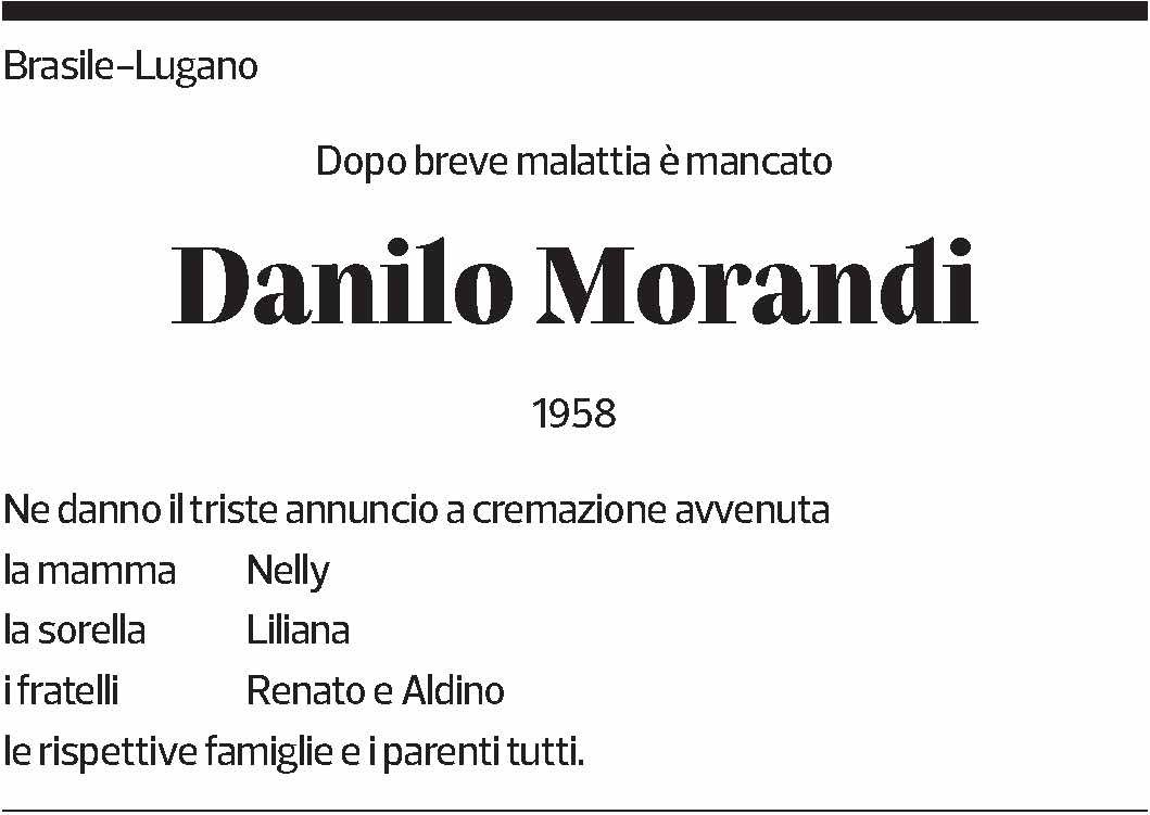 Annuncio funebre Danilo Morandi