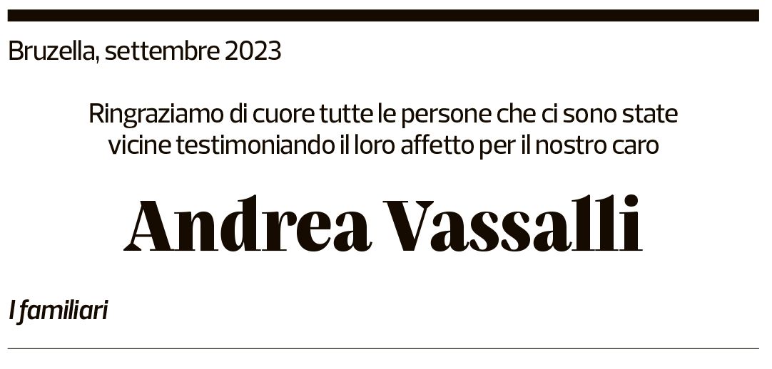 Annuncio funebre Andrea Vassalli