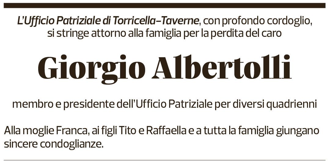 Annuncio funebre Giorgio Albertolli