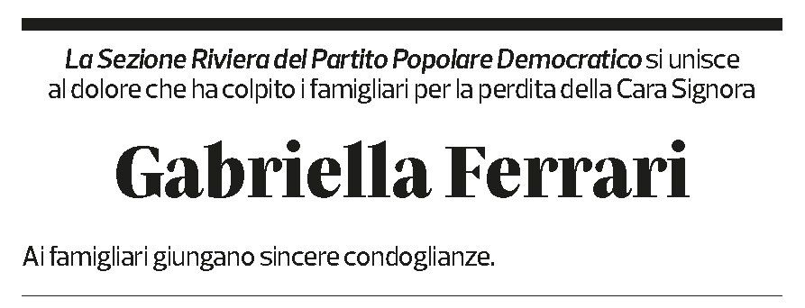 Annuncio funebre Gabriella Clelia Antonia Ferrari