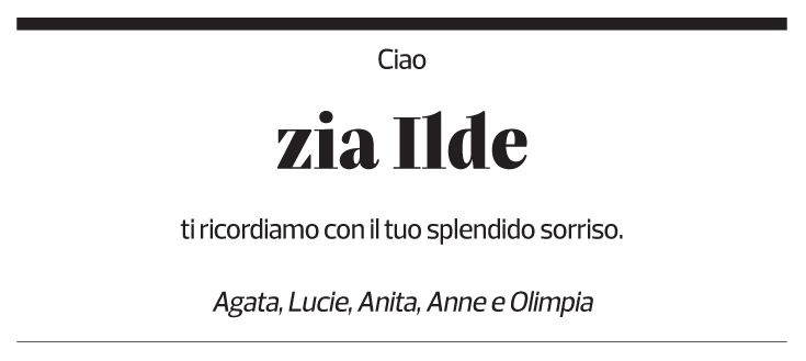 Annuncio funebre Ilde Bernasconi