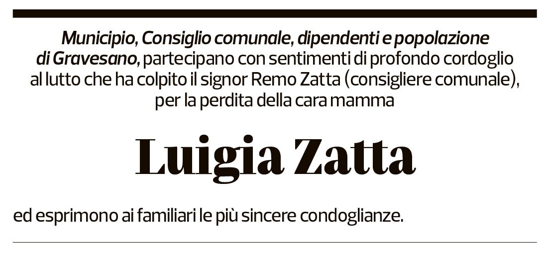 Annuncio funebre Luigia Zatta