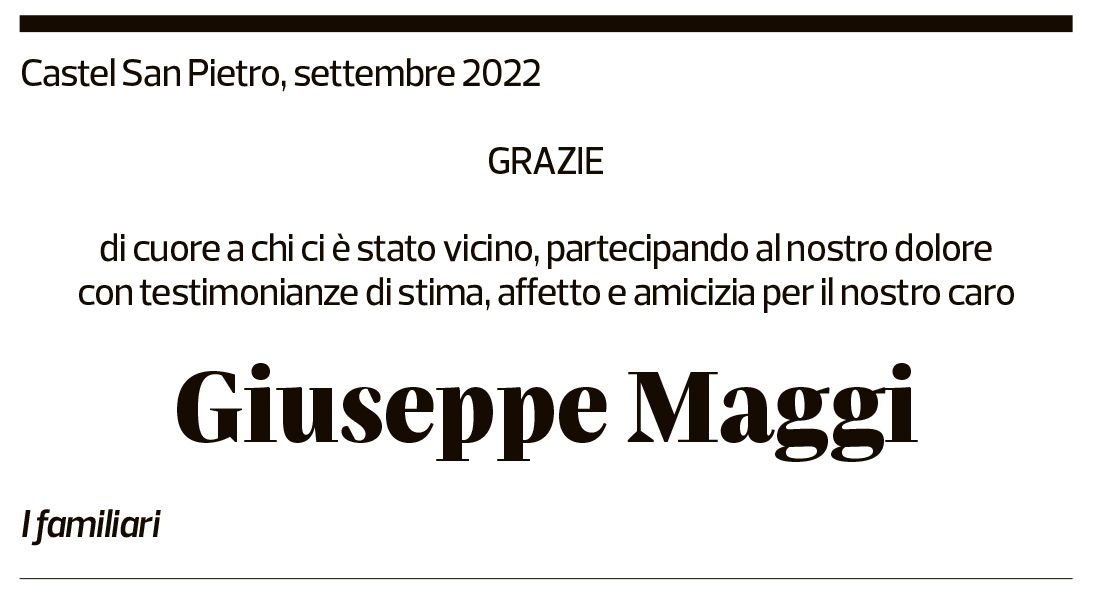 Annuncio funebre Giuseppe Maggi