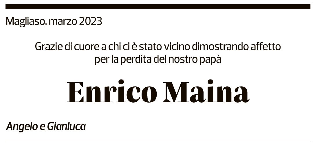 Annuncio funebre Enrico Maina