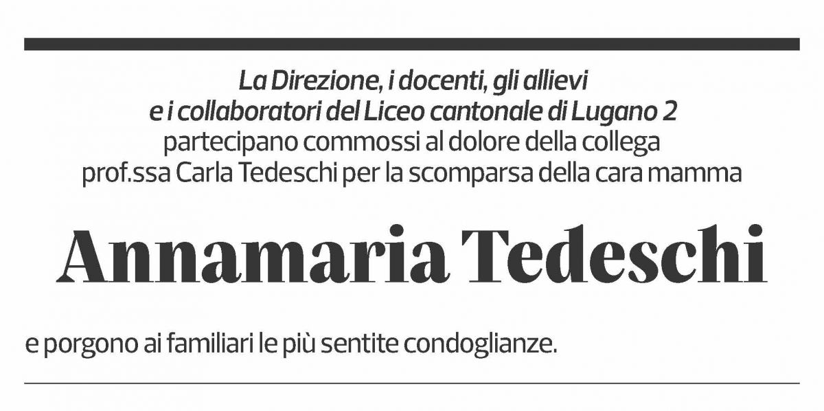 Annuncio funebre Annamaria Tedeschi