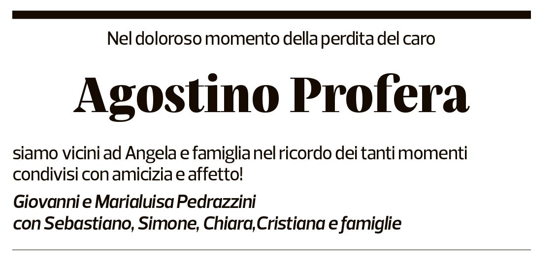 Annuncio funebre Agostino Profera
