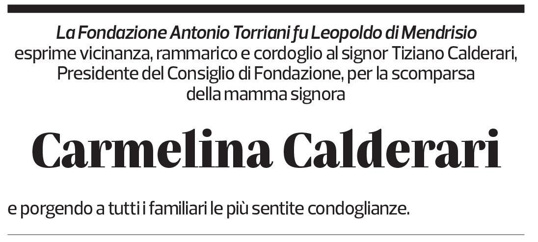 Annuncio funebre Carmelina Calderari