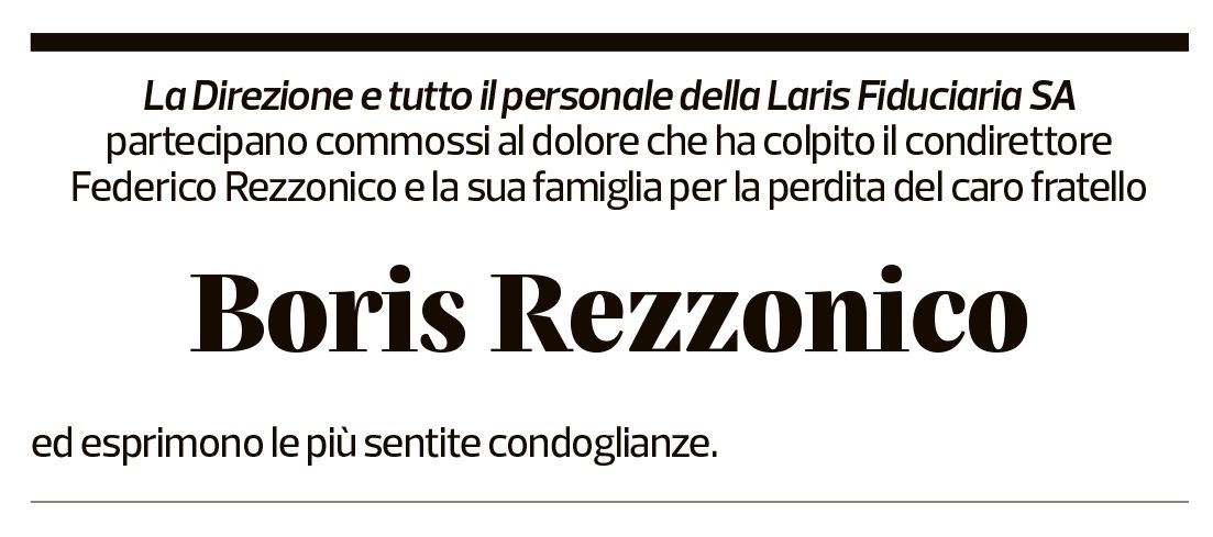 Annuncio funebre Boris Silvio Rezzonico