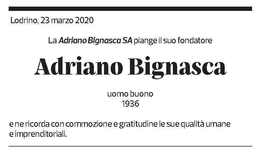 Annuncio funebre Adriano Bignasca