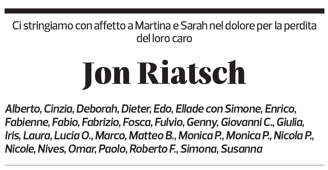 Annuncio funebre Jon Riatsch