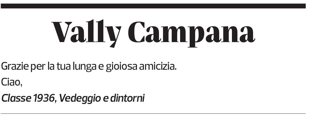 Annuncio funebre Wally Campana