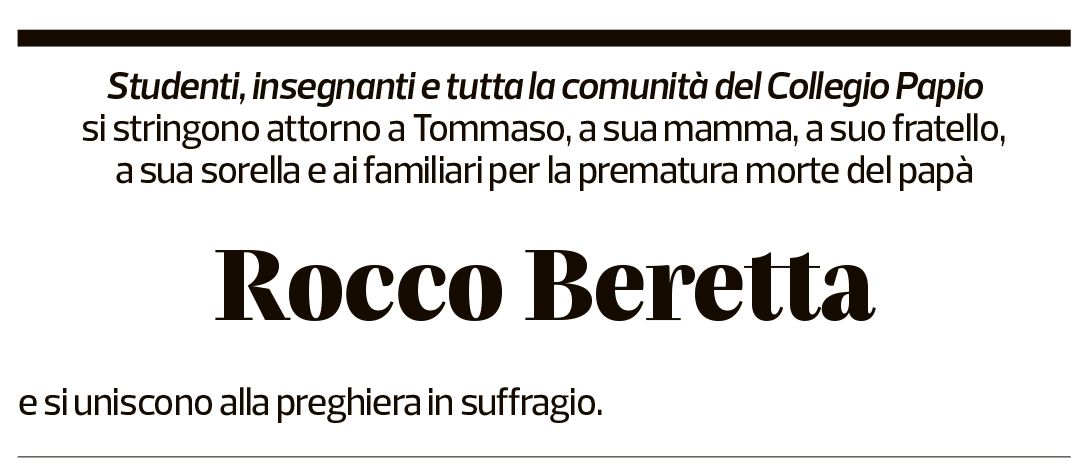 Annuncio funebre Rocco Beretta