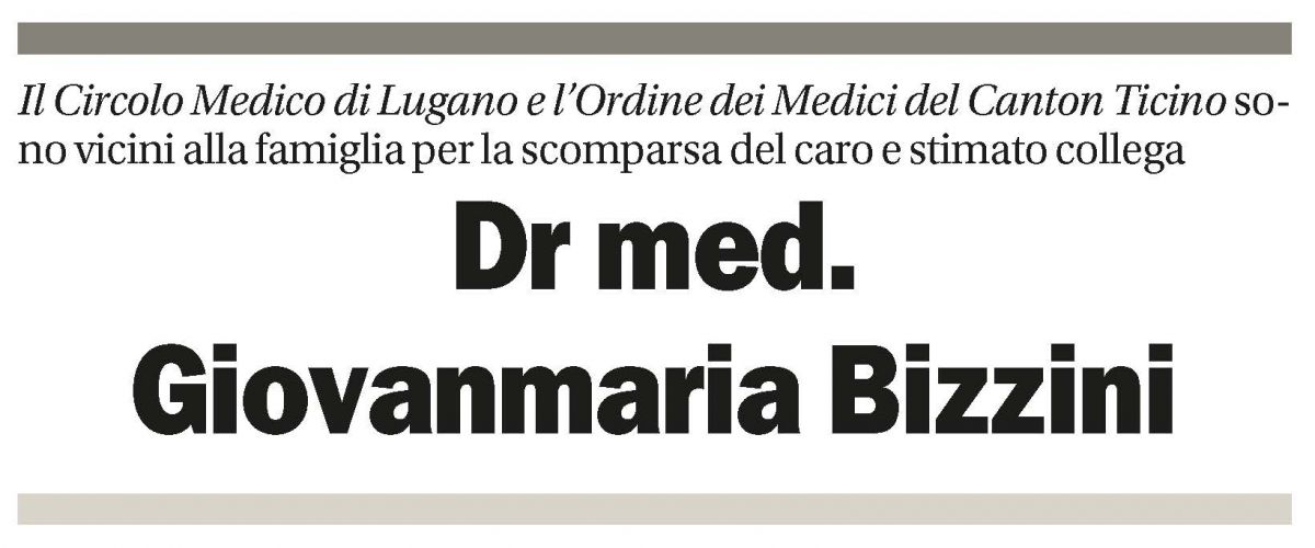 Annuncio funebre Giovanmaria Bizzini