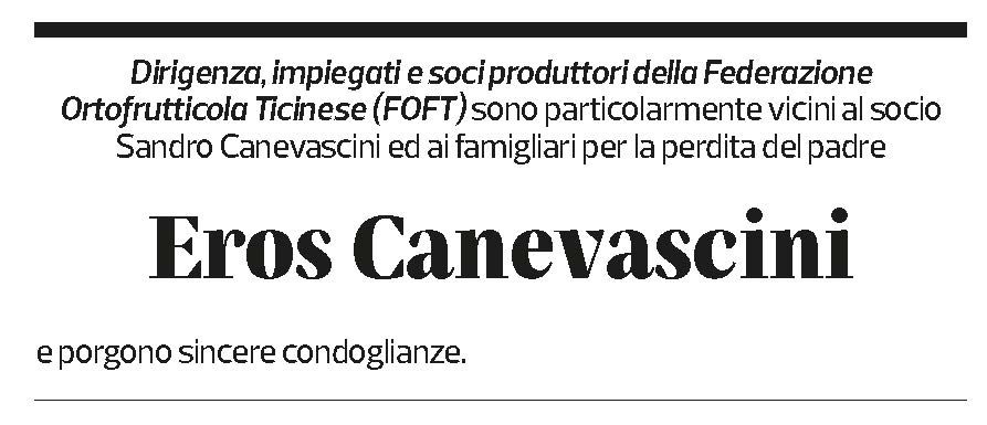 Annuncio funebre Eros Canevascini
