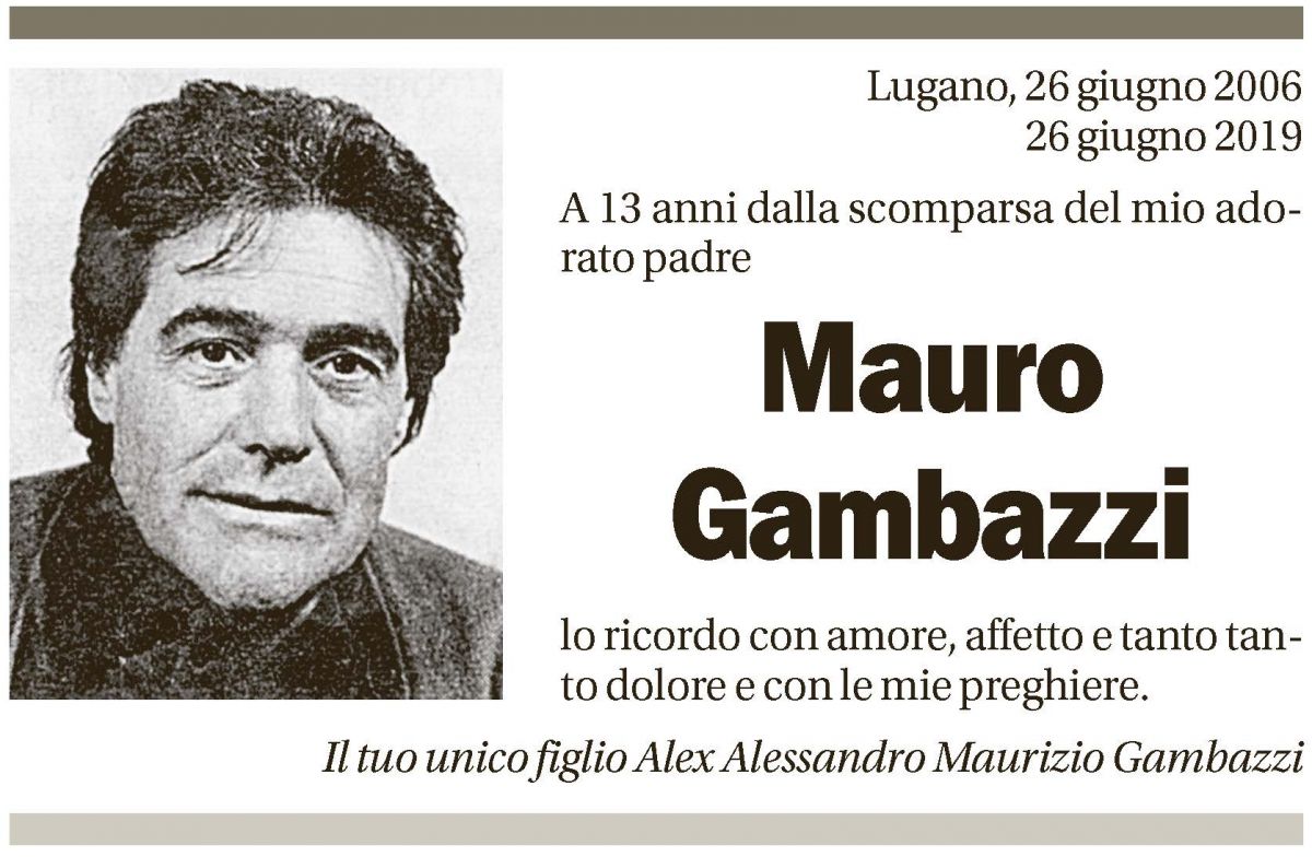 Annuncio funebre Mauro Gambazzi