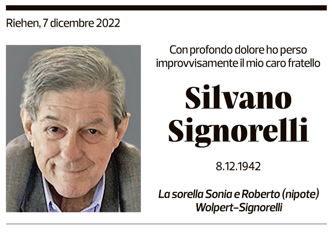 Annuncio funebre Silvano Signorelli