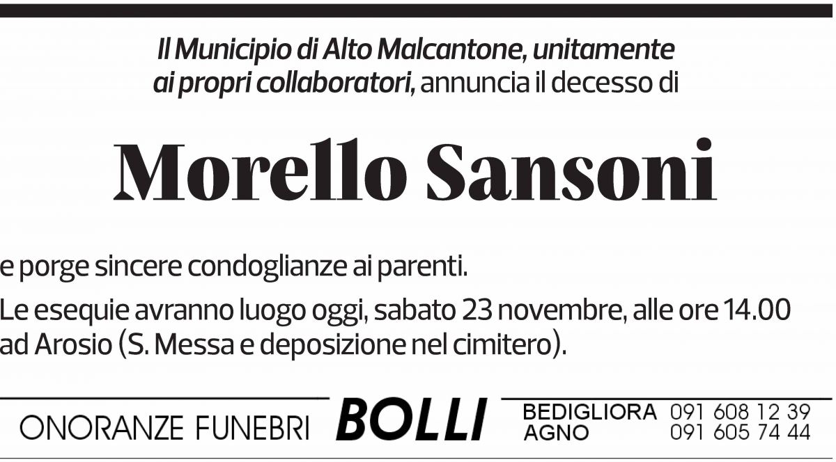 Annuncio funebre Morello Sansoni