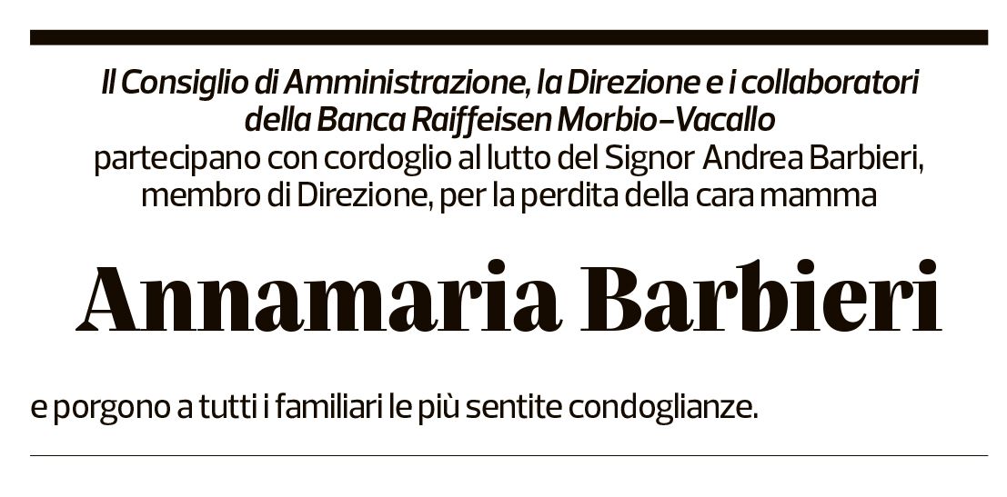 Annuncio funebre Annamaria Barbieri