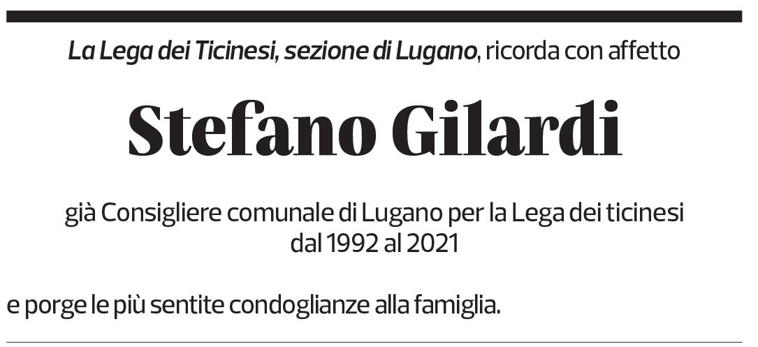 Annuncio funebre Stefano Gilardi