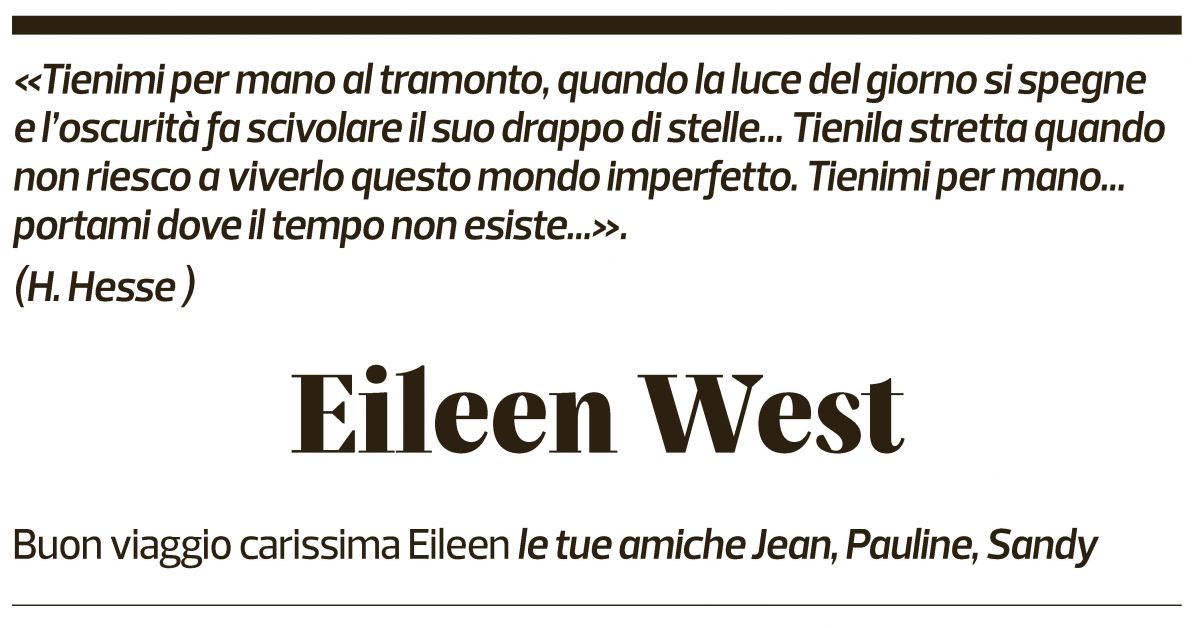 Annuncio funebre Eileen West