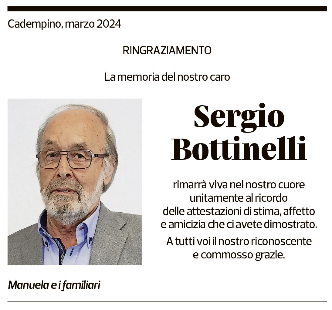 Annuncio funebre Sergio Bottinelli