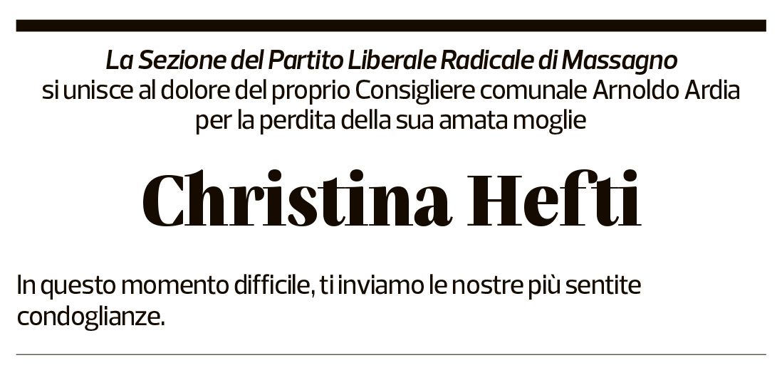 Annuncio funebre Christina Hefti