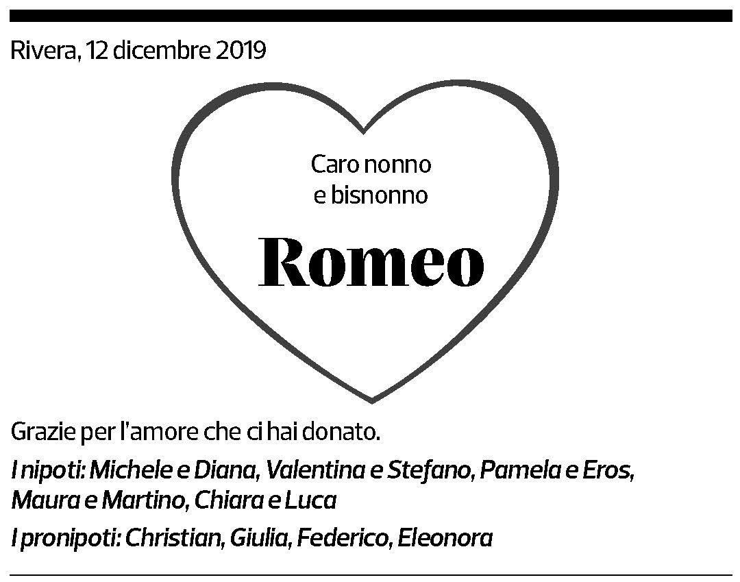 Annuncio funebre Romeo Ferrari