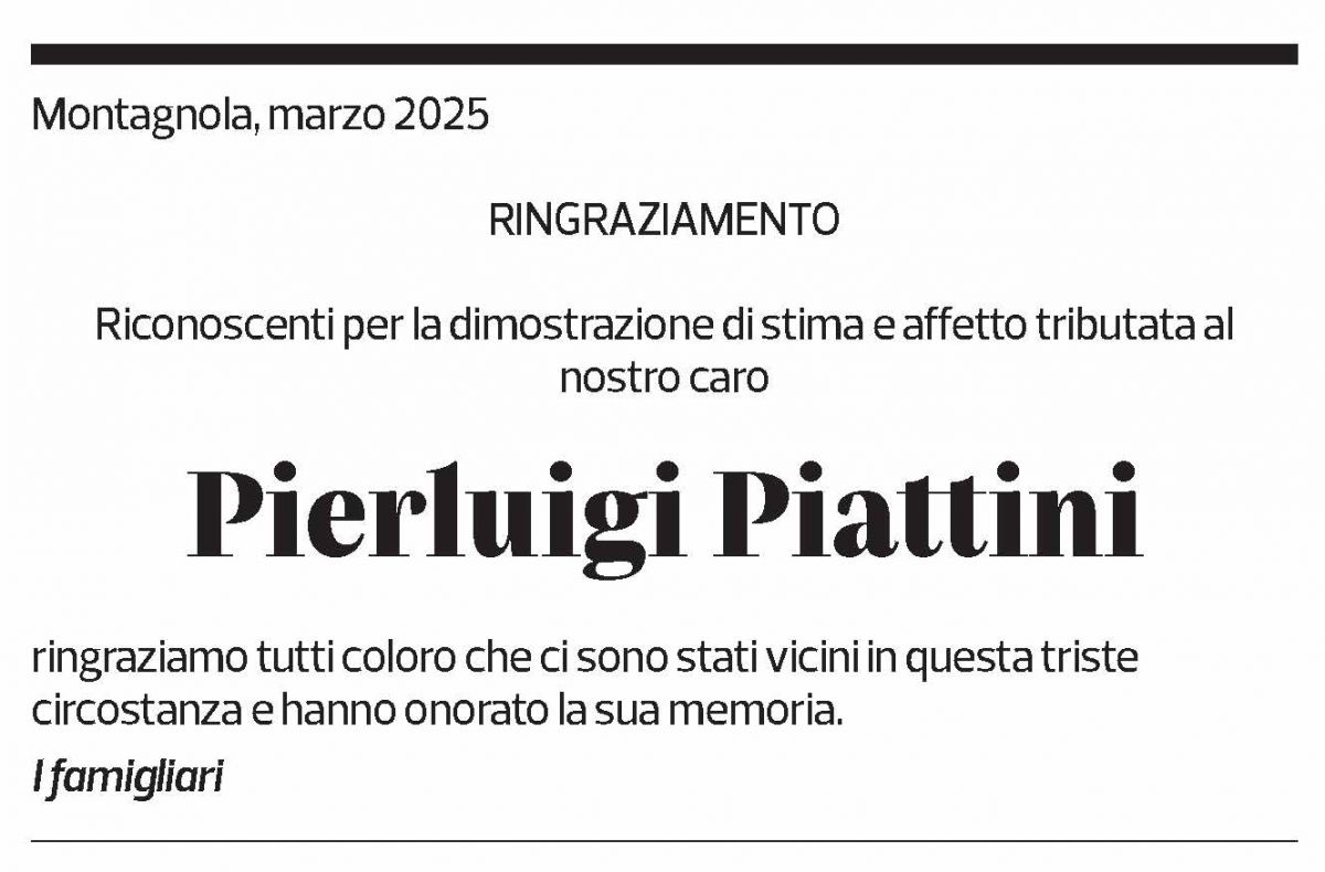 Annuncio funebre Pierluigi Piattini