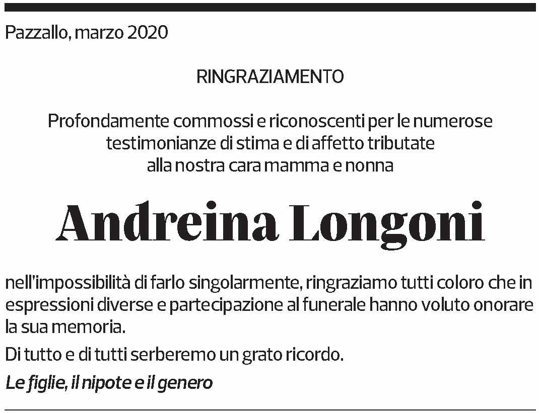 Annuncio funebre Andreina Longoni