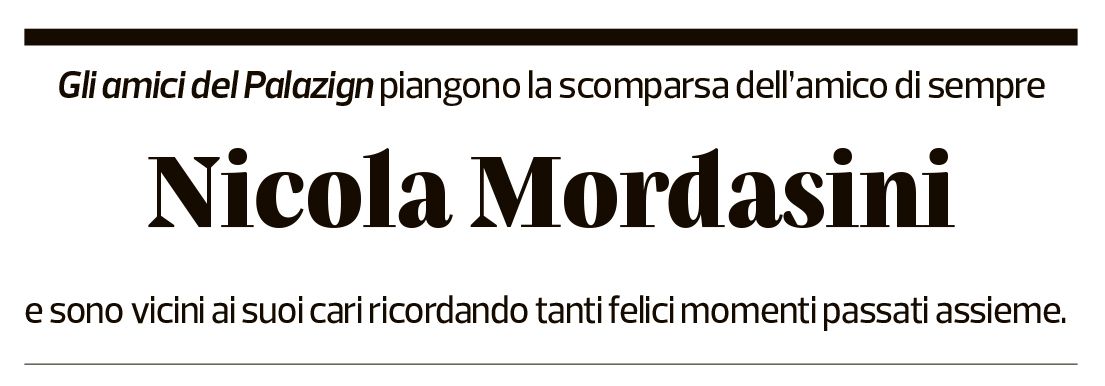 Annuncio funebre Nicola Mordasini