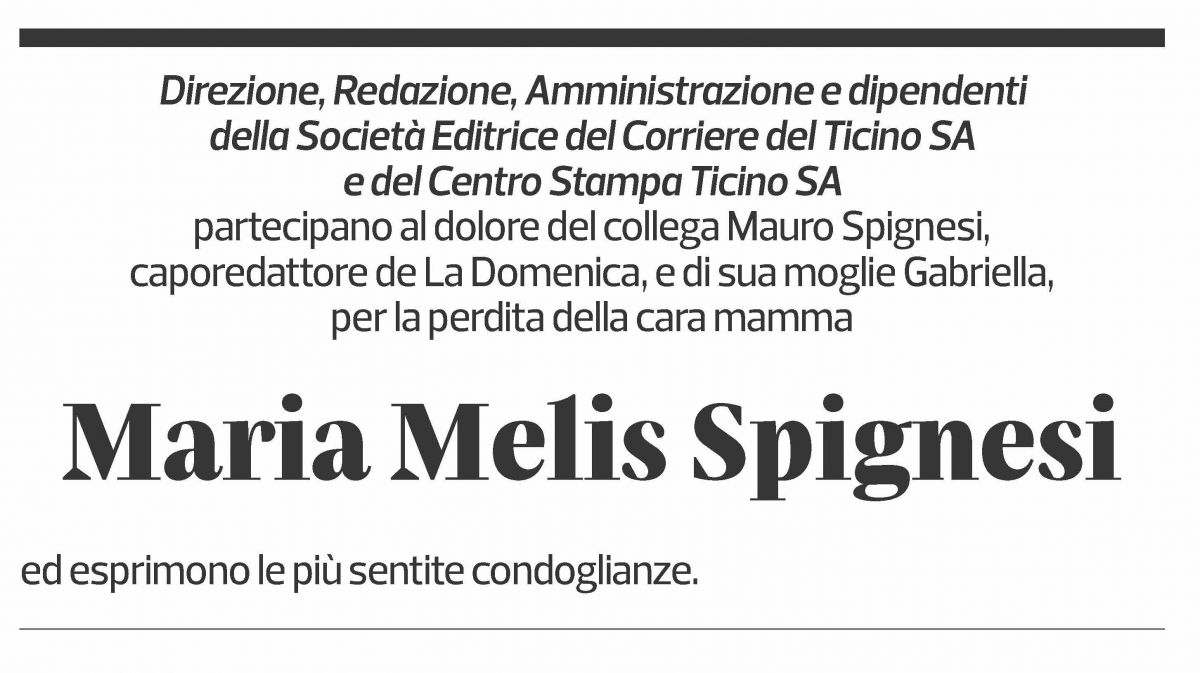 Annuncio funebre Maria Melis Spignesi