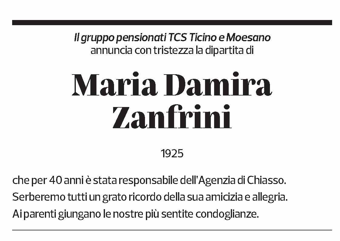Annuncio funebre Maria Damira Zanfrini