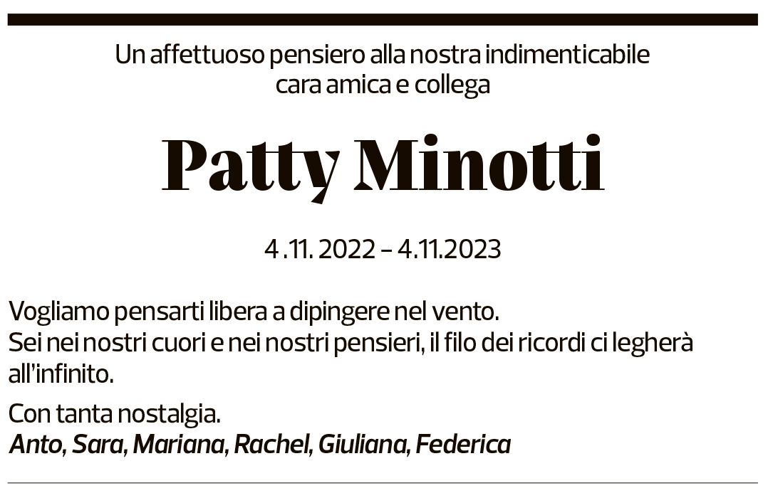 Annuncio funebre Patrizia Minotti