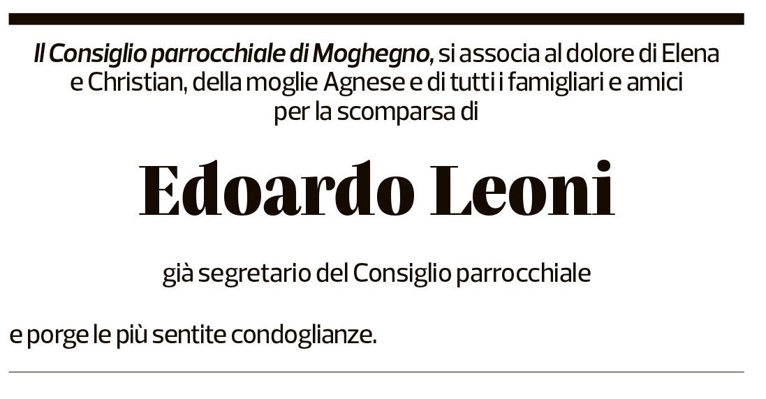 Annuncio funebre Edoardo Leoni