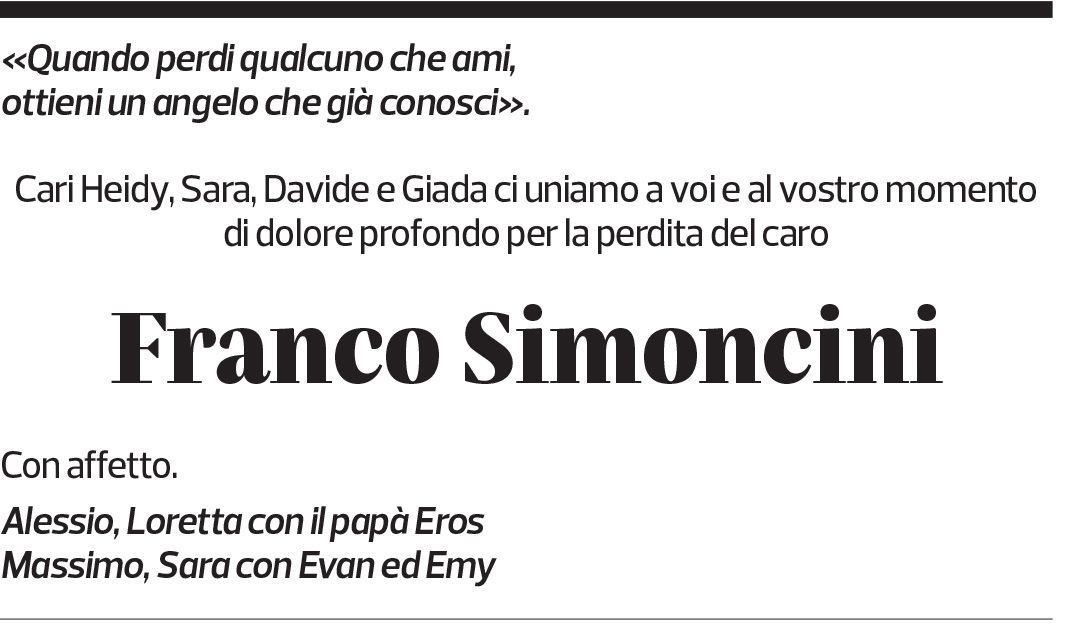 Annuncio funebre Franco Simoncini