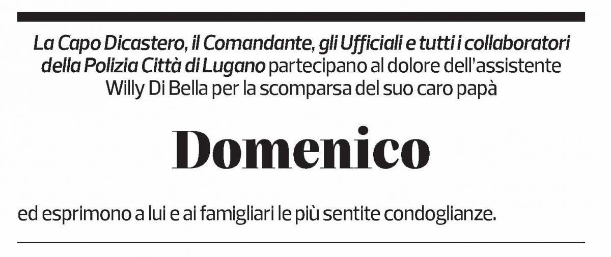 Annuncio funebre Domenico Di Bella