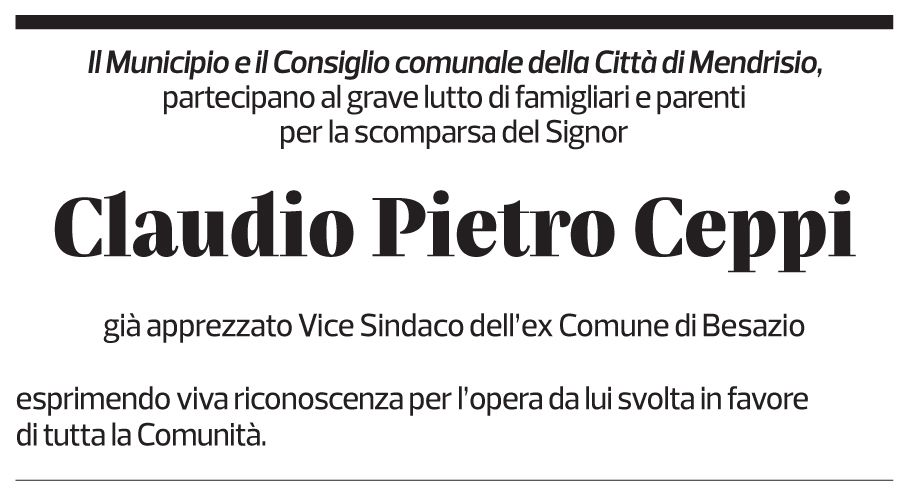 Annuncio funebre Claudio Pietro Ceppi