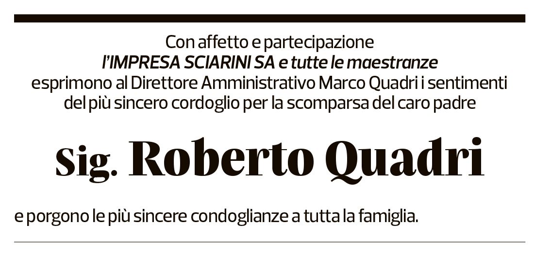 Annuncio funebre Roberto Quadri