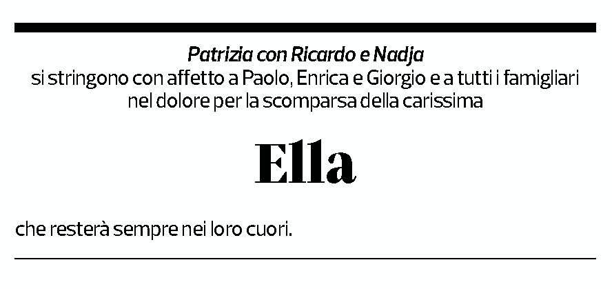 Annuncio funebre Ella Pagani