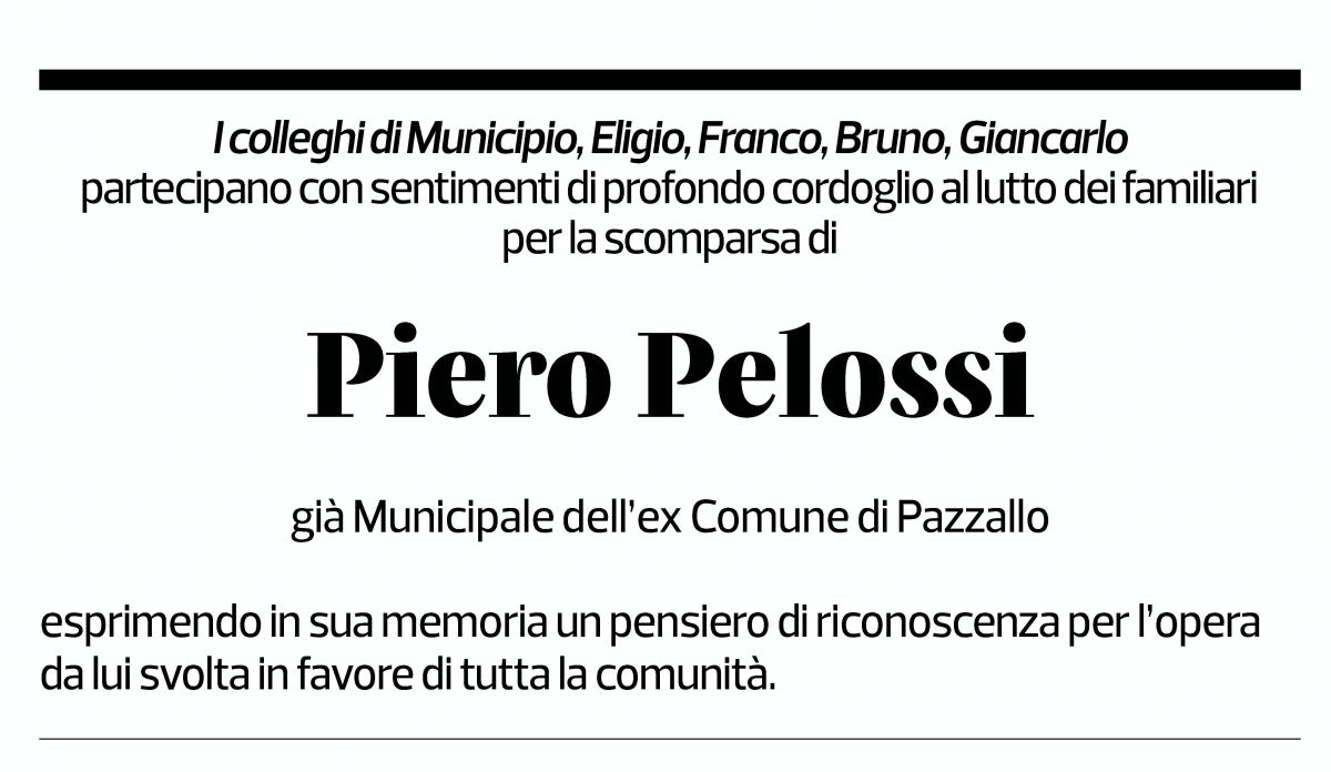 Annuncio funebre Piero Pelossi